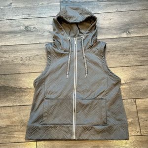 Cinch Full Zip Hooded Vest Women's L Gray Active Sleeveless Jacket Hoodie